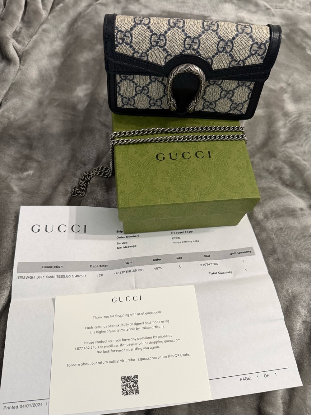 Gucci Beige/Black GG Canvas Dionysus Mini Shoulder Bag